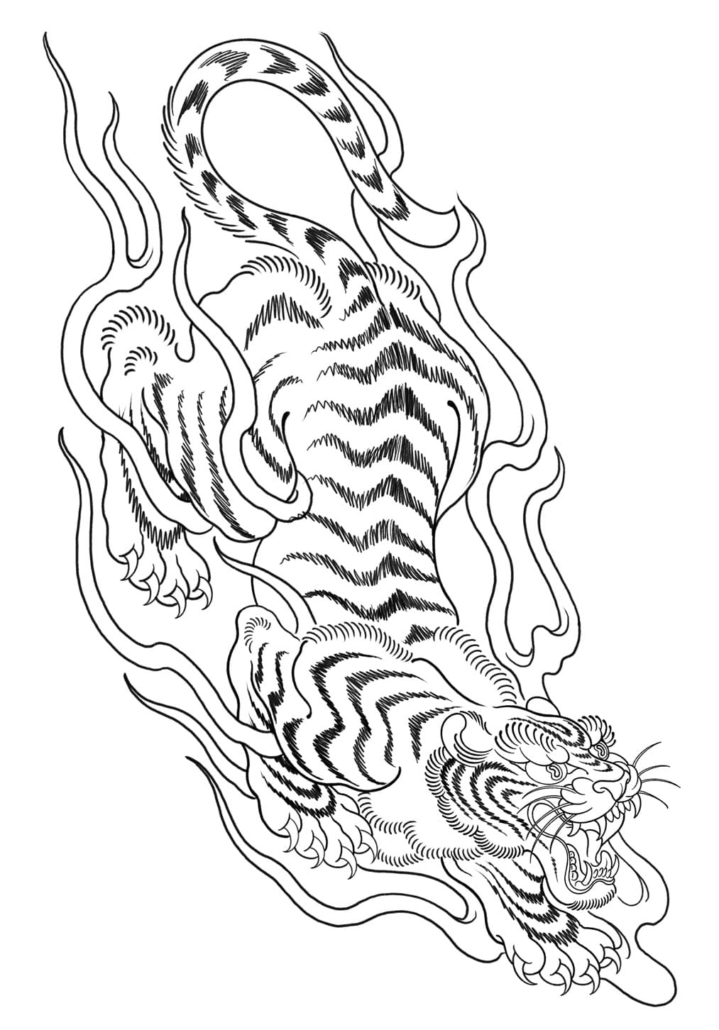Tiger Tattoo Flash Design