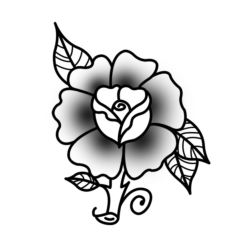 rose - 01 - Step 05 rose in the traditional tattooing style