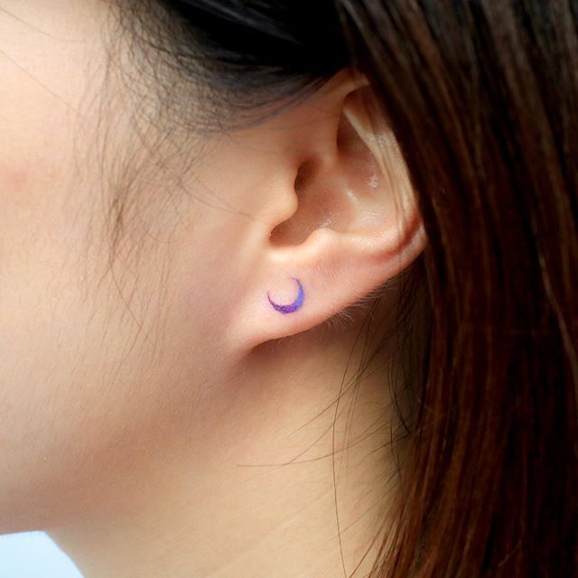 moon tattoo moon earring tattoo on lobe