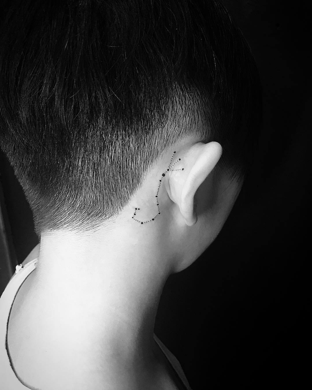 Star constellation ear tattoo star constellation behind the ear tattoo