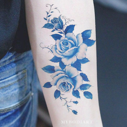 blue tattoo ink roses blue tattoo ink roses