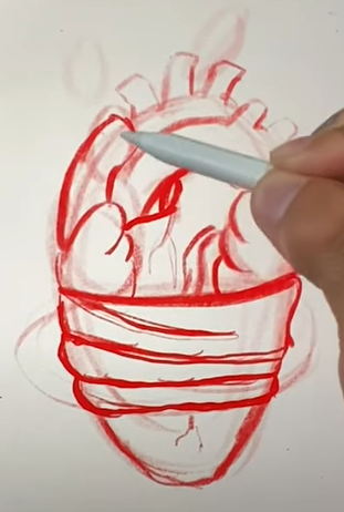broken heart tattoo in red pencil layer 5 step by step instructions for drawing a heart picture