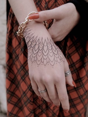 Delicate lined hand tattoo Delicate lined hand tattoo