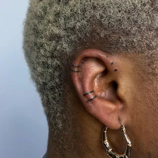 dots and lines ear tattoo dots and lines ear tattoo to compliment ear piercings