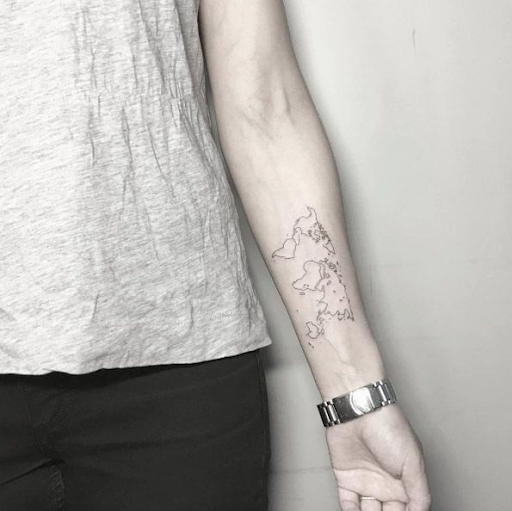 Fine line map tattoos Fine line map tattoos