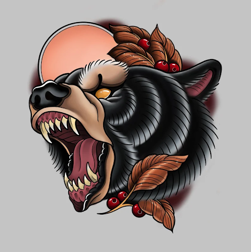 neotraditional bear flash tattoo by Dasher neotraditional bear flash tattoo by Dasher