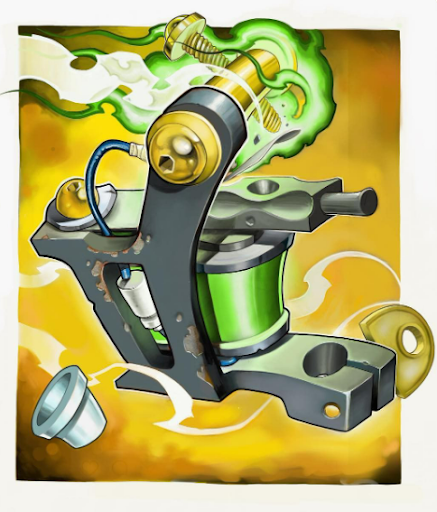 new school flash tattoo design of a tattoo machine new school flash tattoo design of a tattoo machine