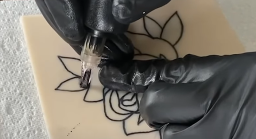 Rose tattoo on practice skin 1