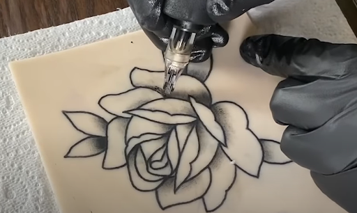 Rose tattoo on practice skin 2