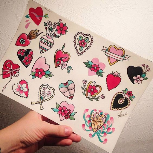 set of heart tattoos Lou DC white background set of heart tattoos