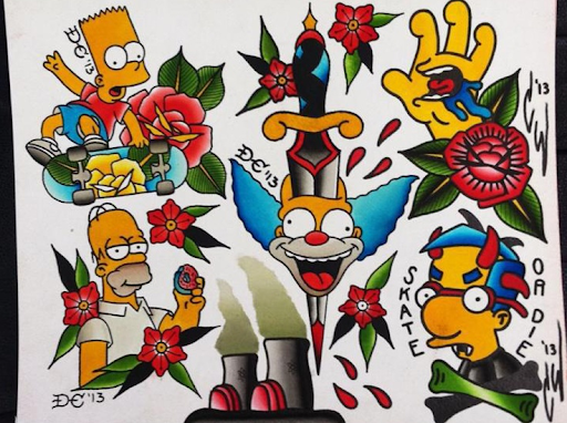 Simpsons custom tattoos by Drew Cottom Simpsons custom tattoos by Drew Cottom