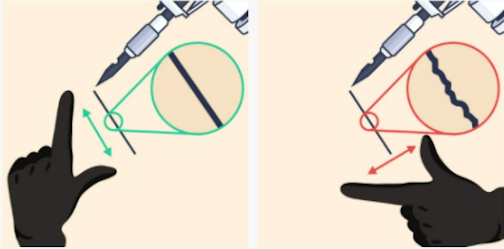 Stretch the skin graphic a tattoo artists stretches the skin while tattooing with black ink