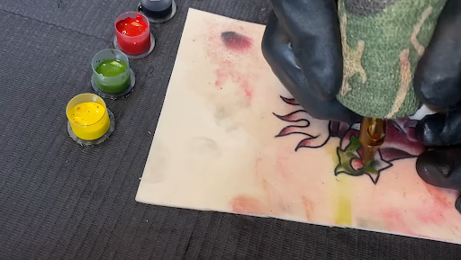 tattooing on practice skin