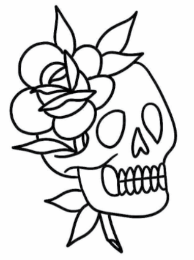 Traditional rose and skul Traditional rose and skul