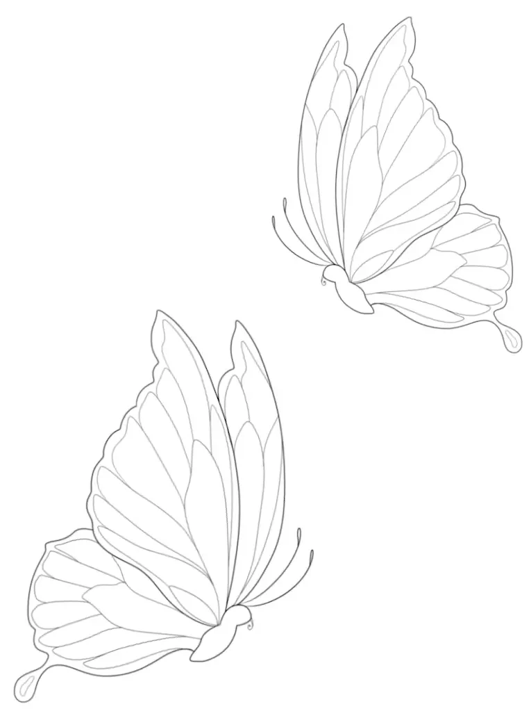 2 Butterflies Tattoo Stencil