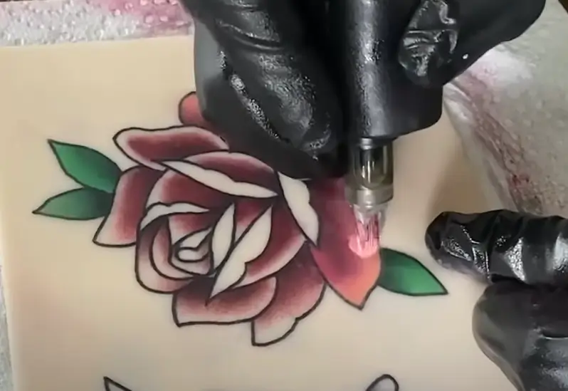 rose design on practice skin