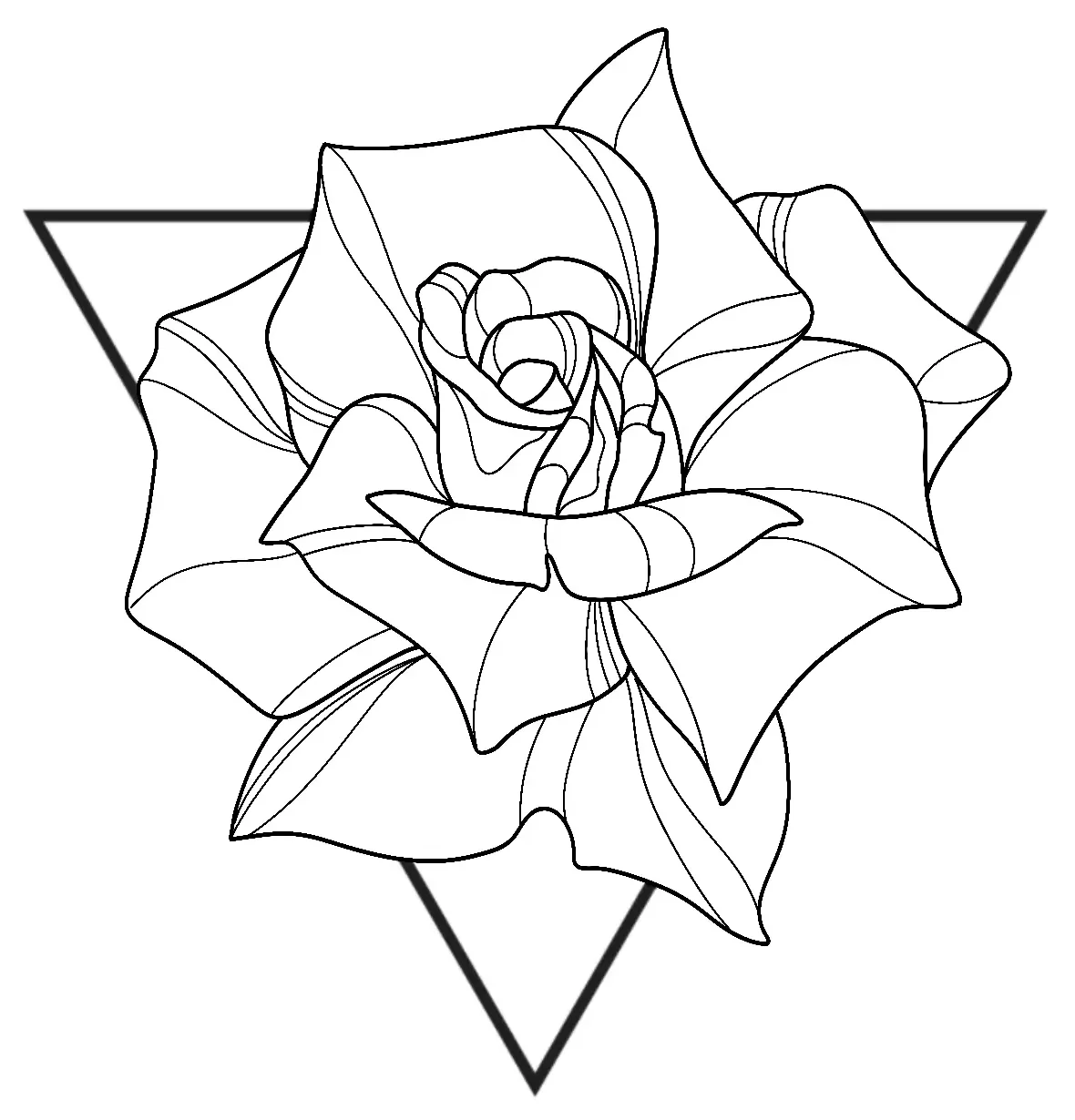 Geometric Flower Tattoo Stencil
