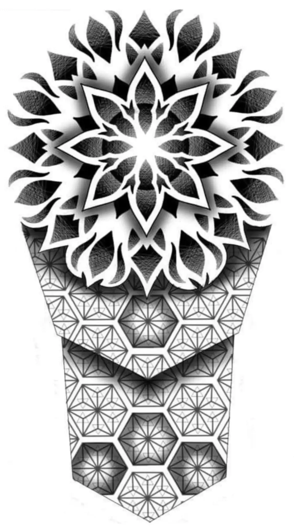 Geometric Honeycomb Tattoo Stencil