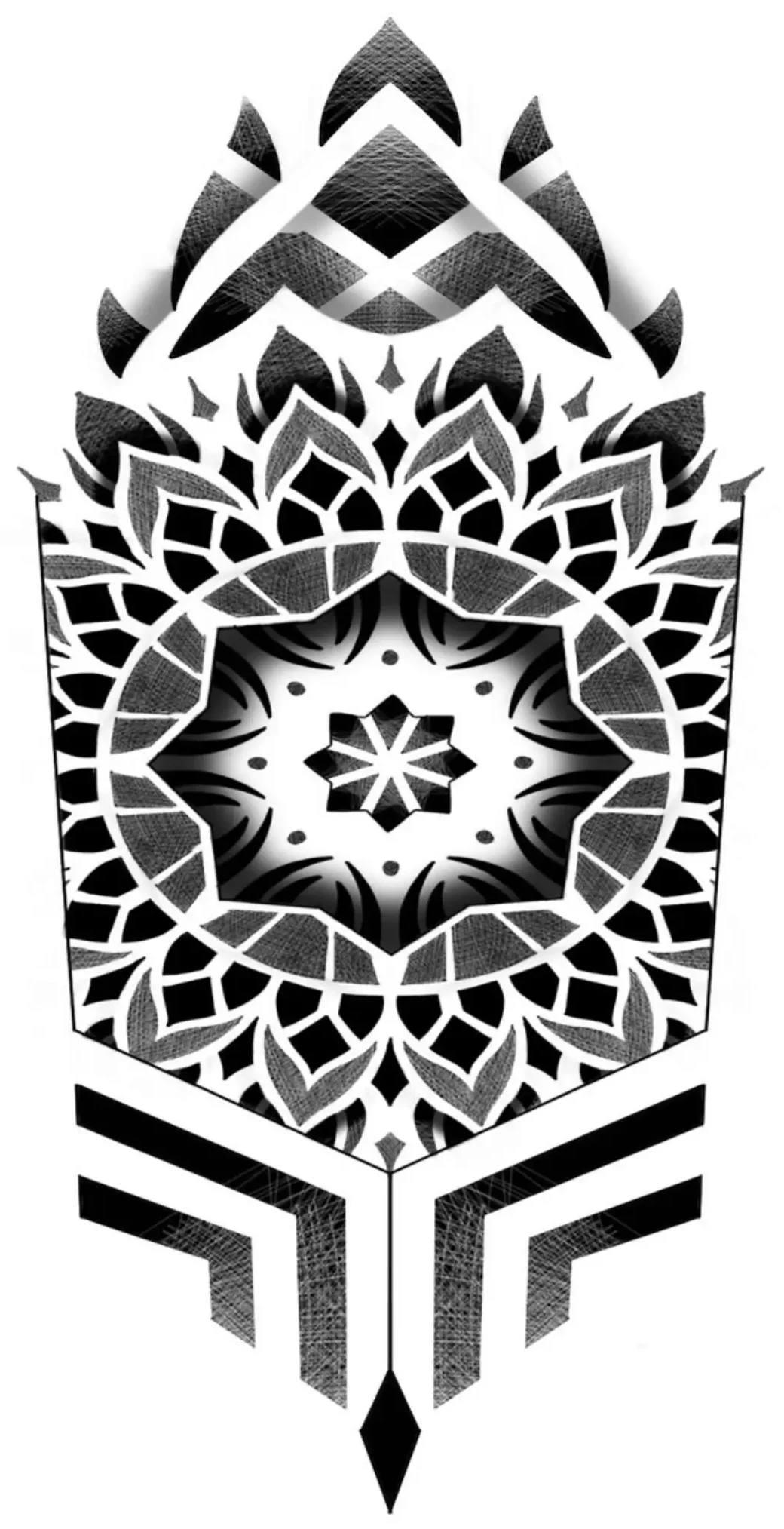 Geometric Leg Tattoo Stencil