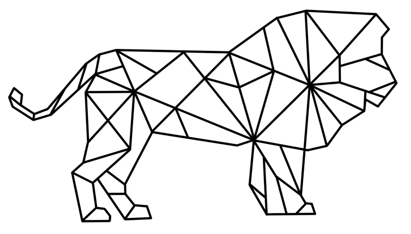 Geometric Lion Tattoo Stencil