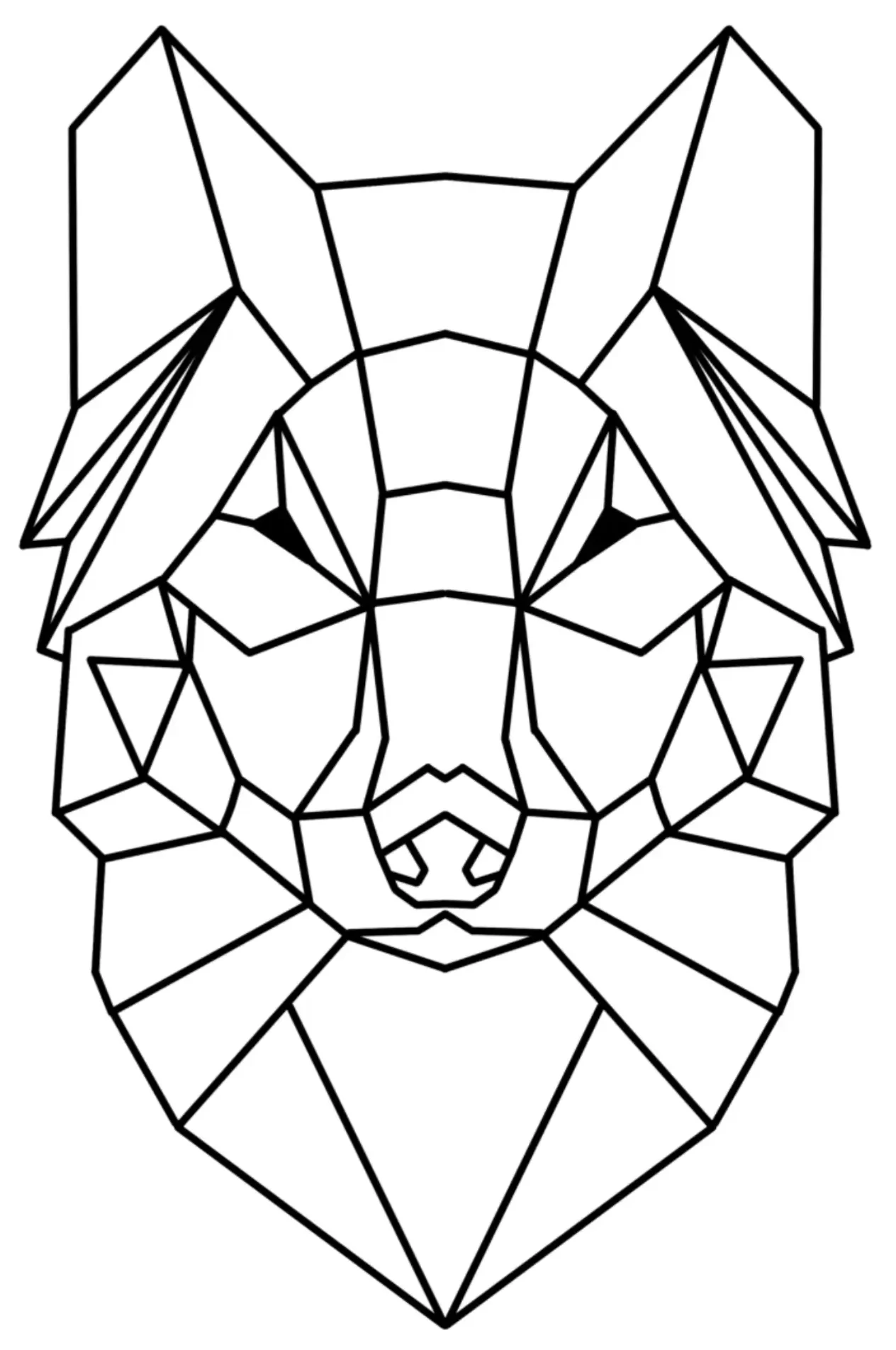 Geometric Wolf Tattoo Stencil
