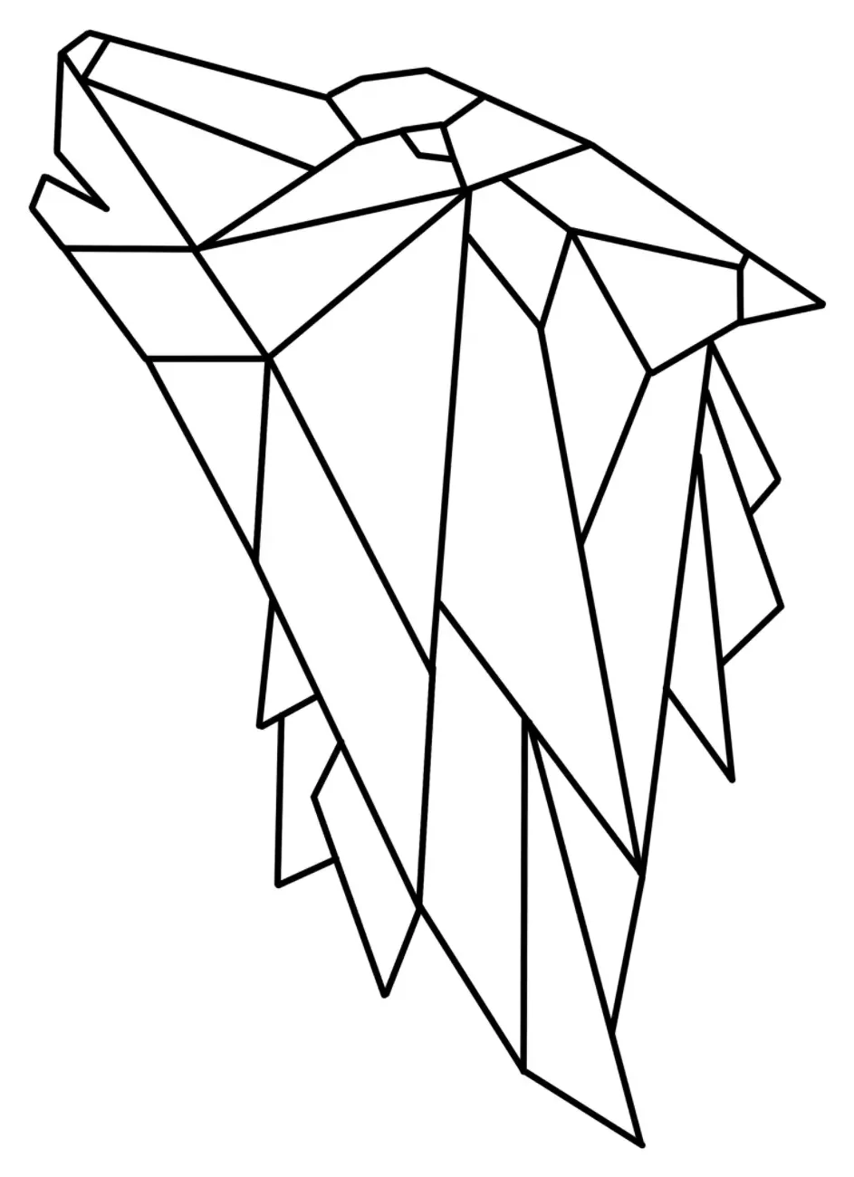 Howling Wolf Geometric Tattoo Stencil