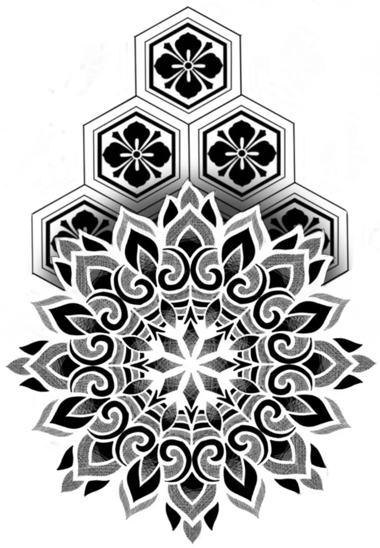 Mandala Geometric Tattoo Stencil