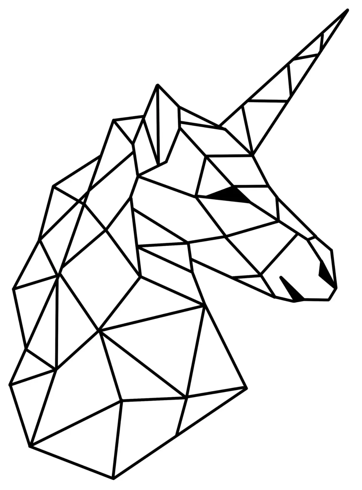 Unicorn Geometric Tattoo Stencil